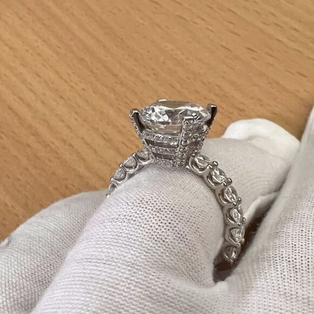 925 Sterling‎ Silver | CZ Luxury Solitaire Ring Women's Size 8 Rhodium Finish
